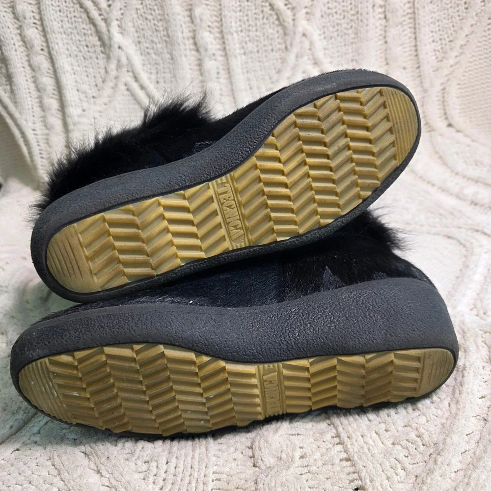 VTG Tecnica Snow Boots Black FULL‎ GOAT HAIR Mid Calf Rare Womens 39 Excellent
